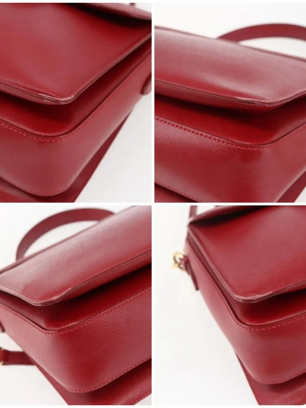 Salvatore Ferragamo Gancini Hand Bag Leather 2way Red Gold Auth 171837